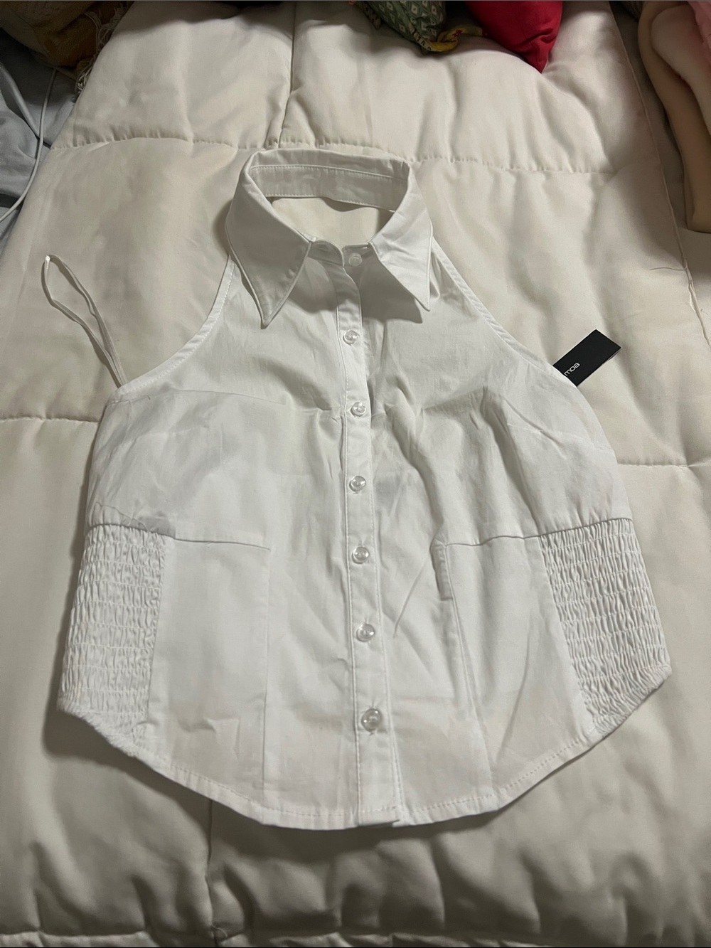 Moa Moa White Girls' Halter Button-Front Top